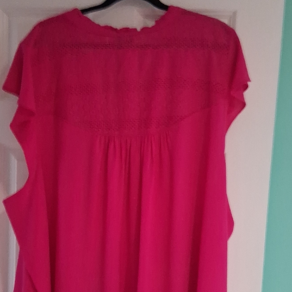 Torrid Vibrant Pink Blouse with Lace Accents - Picture 4 of 4